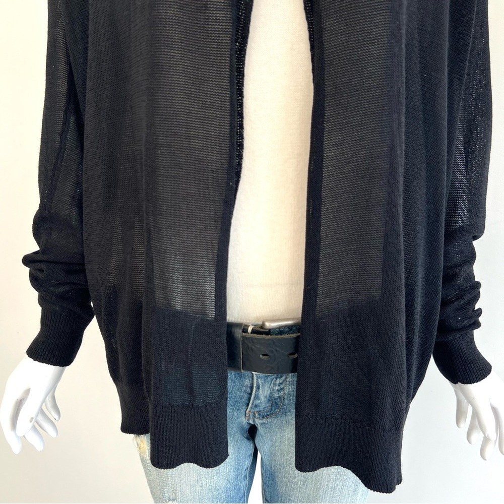 CLUB MONACO Black Sheer Knit Long Sleeves Open Front Lightweight Cardigan Sz M - Picture 4 of 16